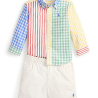 RALPH LAUREN Baby Boys Poplin Fun Shirt & Flex Abrasion Shorts
