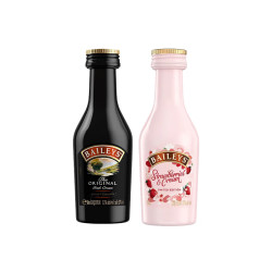 百利甜酒 百利（Baileys）甜酒进口小瓶洋酒调酒套装 甜酒50ml+草莓奶油味50ml
