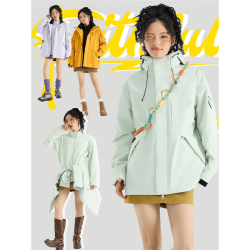 啄木鸟 户外情侣款防风水可拆卸两件套三合一徒步登山滑雪服 月光蓝