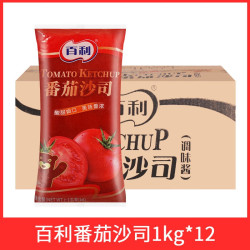 百利 番茄酱整箱1kg*12袋番茄沙司手抓饼薯条蕃茄酱 [无赠]百利番茄沙司1kgx12袋