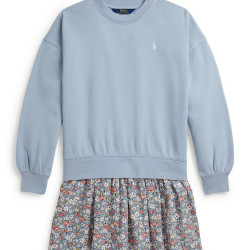 RALPH LAUREN Girls 7-16 Floral-Skirt French Terry Dress