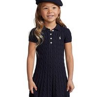 RALPH LAUREN Girls' Cable-Knit Cotton Polo Sweater Dress - Little Kid, Big Kid