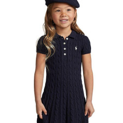 RALPH LAUREN Girls' Cable-Knit Cotton Polo Sweater Dress - Little Kid, Big Kid
