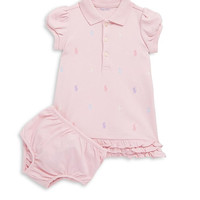 RALPH LAUREN Baby Girl's Ruffled Polo Dress & Bloomers Set