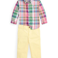 RALPH LAUREN Baby Boys Plaid Poplin Shirt & Flex Abrasion Pants