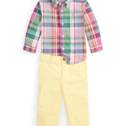 RALPH LAUREN Baby Boys Plaid Poplin Shirt & Flex Abrasion Pants
