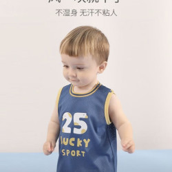 巴厘小猪 男童运动套装夏季无袖分体衣服薄款儿童背心两件套宝宝夏装男宝 黄绿色 120 cm