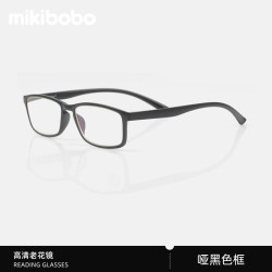 mikibobo 时尚超轻男女中老年人眼镜 哑黑100度-