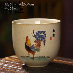 景盏 粗陶复古鸡缸杯主人杯茶杯单杯羊脂