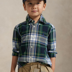 RALPH LAUREN Boys 4-7 Plaid Cotton Oxford Shirt