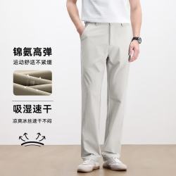 罗蒙 休闲裤男士夏季薄款商务西裤宽松弹力速干垂感直筒裤
