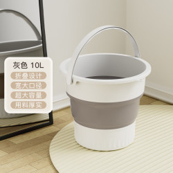 桔子灯笼 奶油风可折叠水桶家用卫生间大容量加厚提手耐高温户外钓鱼塑料桶 灰色大号