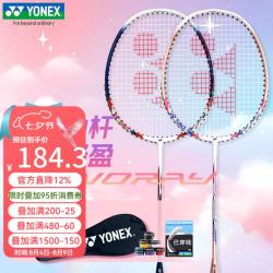 YONEX 羽毛球拍对拍碳素中杆初学入门训练双拍锐速NR7000I已穿线附2手胶