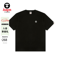 Aape 旗舰店男装春夏猿人小标徽章简约舒适纯色凉感短袖T恤1808XXQ BKX/黑色 L