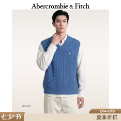 Abercrombie & Fitch 经典小麋鹿图案美利奴羊毛混纺软糯针织背心