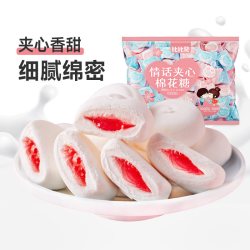 比比赞 草莓味夹心棉花糖 500g 约80个