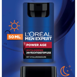 L'Oréal 欧莱雅 Men Expert 男士护肤套装 抗皱面部护理和晚霜 透明质酸抗衰老 3 倍功效 焕活保湿 Power Age 套装 2 × 50 毫升