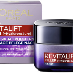 L'Oreal Paris 巴黎欧莱雅 透明质酸晚霜，含微量透明质酸的面部护理霜，具有保湿和淡纹效果，Revitalift，1 x 50 毫升