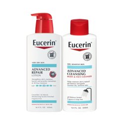 Eucerin 深层修护身体乳 48小时保湿 敏感肌适用 无香型,乳液500ml+脸身体两用清洁乳500ml