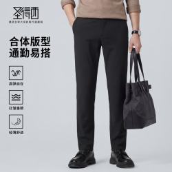 圣得西 锦氨混纺春夏季品质裤子高弹薄款易打理商务通勤直筒休闲长裤男款