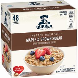 Quaker 速食燕麦 枫糖红糖味 全谷物高纤维 48袋装 早餐即食冲饮