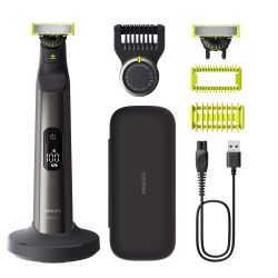 Philips 飞利浦 OneBlade Pro 360 正品面部和身体电动胡须修剪器,剃须刀和身体美容仪,2 x 360 刀片,1 x 梳子,1 x 身体套装,1 x 充电站,1 x 旅行旅行 ase,QP。 6652/30
