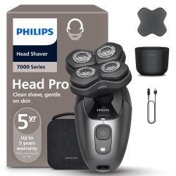 【超市专属上新】Philips 飞利浦 Head Shaver Pro 系列 7000 – Bald 剃须刀,适用于男士和女士,灵活的 360° 剃须头和 ComfortCut 刀片,紧密贴合剃须,对皮肤温和,型号 HS7980/15