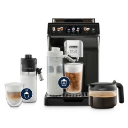 De’Longhi 德龙 Eletta Explore Cold Brew ECAM452.67.G 全自动咖啡机 带 LatteCrema 奶泡系统 只需按一下按钮即可享用冷热饮品 3.5 英寸 TFT 触摸屏彩色显示屏 包括咖啡壶 深灰色