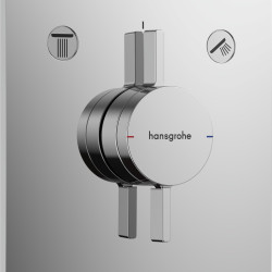 Hansgrohe 汉斯格雅 DuoTurn E – 淋浴混合器具有 2 种功能,淋浴龙头方形,单杆淋浴混合器适用于 iBox 通用 2,铬色,75417000