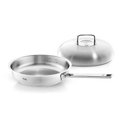 Fissler 菲仕乐 Profi 系列不锈钢煎锅 2 件套(直径 28 厘米)无涂层大容量锅盖,适用于电磁炉