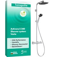 Hansgrohe 汉斯格雅 Activera S 28078000 节水淋浴系统(EcoSmart)带恒温器,雨淋花洒(240毫米),手持花洒(2种喷头),软管,淋浴栏和淋浴头,镀铬