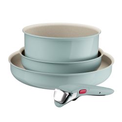 Tefal 特福 Ingenio Serenity L828S404 4 件套标准不粘炊具,安全可拆卸手柄可堆叠设计,桉树