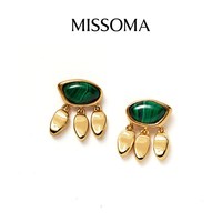 MISSOMA 熔岩宝石小金叶耳环孔雀石小巧耳饰礼物