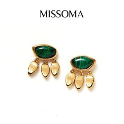 MISSOMA 熔岩宝石小金叶耳环孔雀石小巧耳饰礼物
