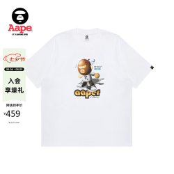 Aape 旗舰店男装秋冬Y2K千禧3D风猿人军团遣送宇宙短袖T恤1954XXR WHX/白色 S