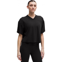lululemon LW3JX1S 女士训练平纹针织V领短袖T恤 黑色 S