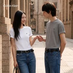 卡尔文·克莱恩 Jeans夏季男女情侣中性纯棉落肩袖宽松圆领短袖T恤上衣 P79-英雄灰 XL （推荐170-185斤）