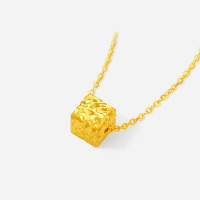 周六福 小立方黄金项链足金吊坠女生日礼物A0660075 约2.83g 40+5cm