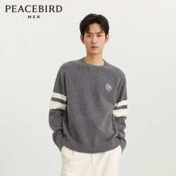 太平鸟 男装毛衣休闲秋冬条纹肌理男士毛衫时尚慵懒风 灰色(宽松)3 2XL