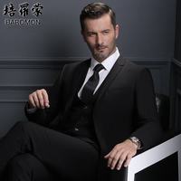 培罗蒙（BAROMON）西服男士修身商务轻正装西装男结婚新郎礼服职业装 黑色-单上衣 180C