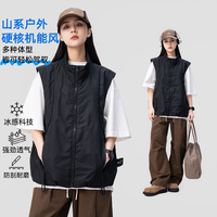 机能风马甲男女春夏新款立领户外潮牌无袖坎肩背心外套 黑色 M