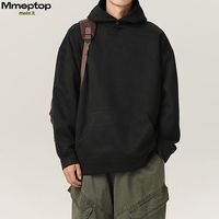 MMOPTOP 美式麂皮绒牛奶丝卫衣男士秋冬季休闲连帽上衣VE55151 黑色 L
