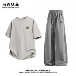 马克华菲 亲肤纯棉短袖搭配冰丝凉爽长裤两件套