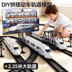 波乐哆 和谐号高铁玩具车电动轨道小火车模型（高铁车箱*5、路标*2、信号灯*2、高架桥*1、卡扣*60、直轨*6、弯轨*16、左分轨*1、右分轨*1）