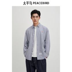 太平鸟 男士刺绣印花格纹衬衫 A7FAD244689