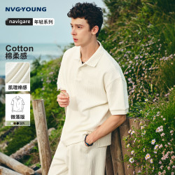 NVG·YOUNG 小帆船长绒棉肌理polo衫男士26新款夏季宽松侧开衩短袖体恤上衣