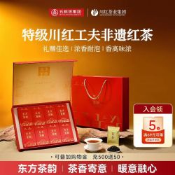 川红 五粮液&川红集团特级工夫红茶东方茶韵礼盒120g节日送礼送长辈