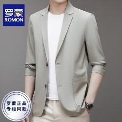 罗蒙 2026夏季新款高端品质轻薄小西服男士商务休闲防晒衣小西装外套男 浅灰色 XL