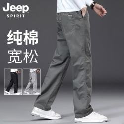 JEEP SPIRIT 吉普休闲裤男夏季纯棉直筒宽松工装裤子男士劳保长裤 铁灰 L