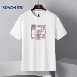 罗蒙 短袖T恤男潮流2025夏季男士体恤打底衫圆领上衣男装8578白色XL